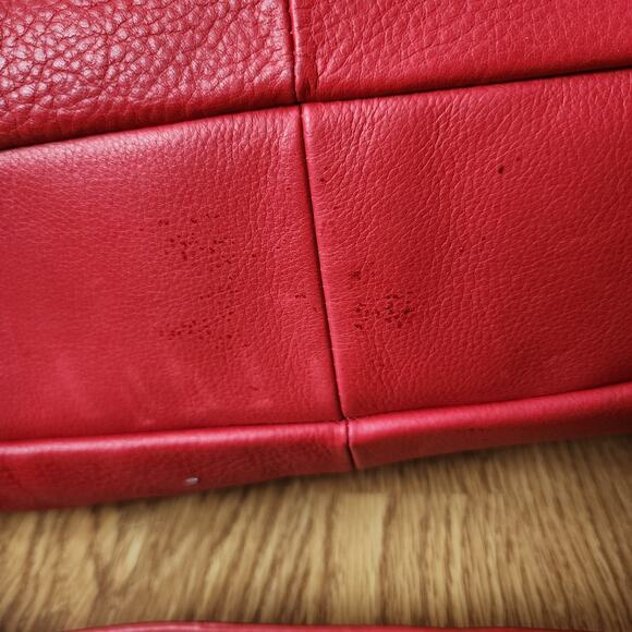B. Makowsky Lipstick Red Textured Leather Shoulder Bag Adjustable Strap Purse - Picture 10 of 14